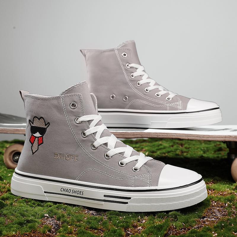 

Shoes Japanese chic espadrilles Harajuku ins harbor style high top skateboard shoes street dance shoes 44 сірий колір