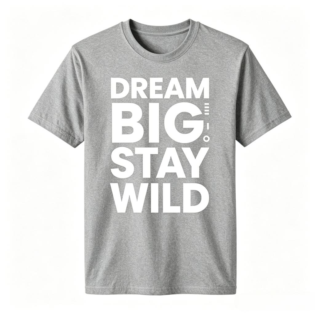 Unisex 100 Cotton Tshirt Dream Big Stay Wild Bold Letter Slogan Print Oversize Casual Short Sleeve Tee