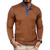 Men's Color Blocked Versatile Long Sleeved Shirt Retro T-shirt Bottom Shirt