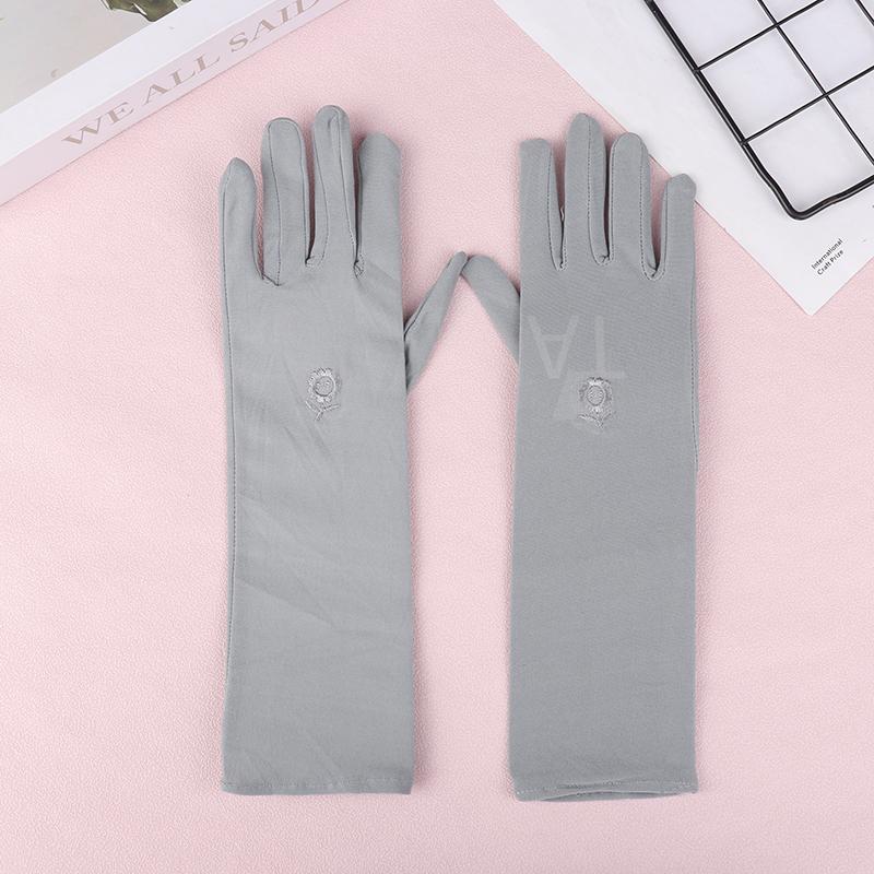 

1 пара варежек, солнцезащитные перчатки для вождения, эластичные женские перчатки средней длины с защитой от УФ-лучей, дышащие, для весны-лета, тонкие перчатки серый
