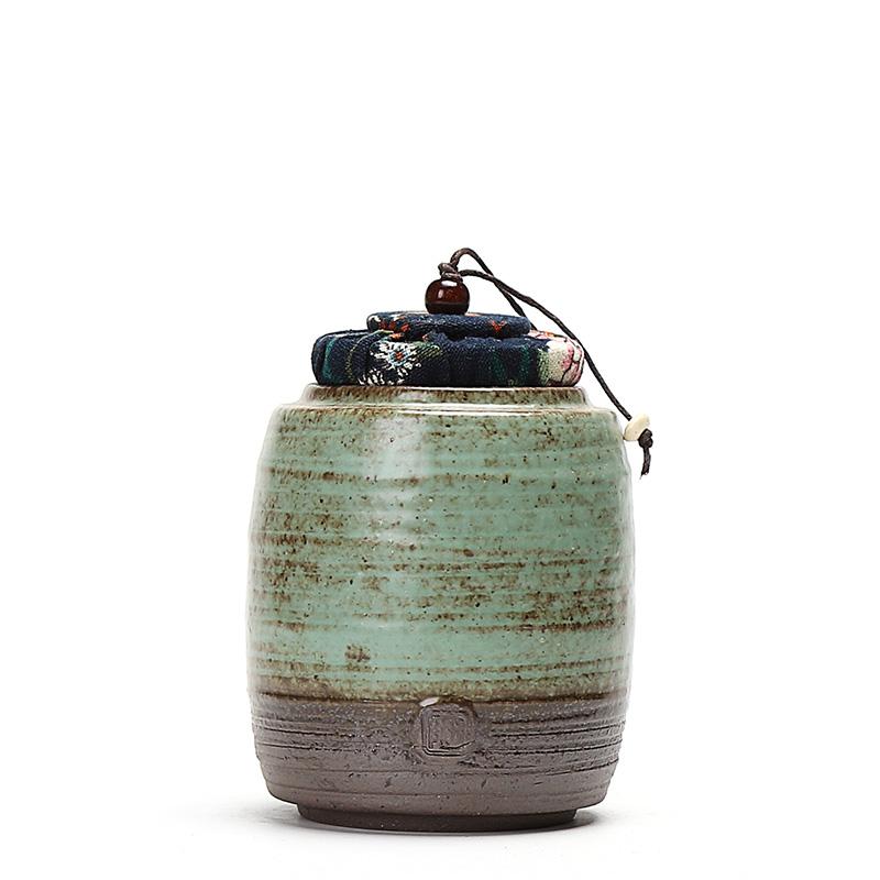Ретро керамический чайный контейнер для чая, керамические орехи, герметичная банка с зерном, домашний контейнер для специй, влагостойкие банки, кухонные принадлежности, аксессуары C  8X10CM  340ML