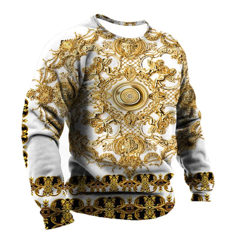 Men's T-shirt Baroque Graphics Fashion Printed T-Shirt Street O-neck Casual Clothes Oversized Top Men's Outdoor T-Shirt Pullover