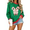Women's Christmas Sweatshirt Casual Letter Polka Dot Color Block Pullover for Holiday