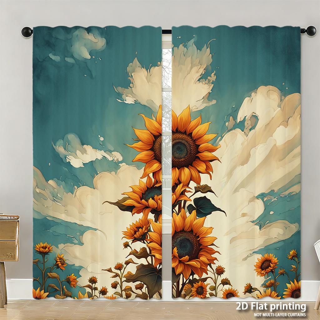 Piece Set High Definition Digital Printed Curtainstropicalfloralpatternbirdsorangegreenhome Decoration Style Curtain Made Of Polyester
