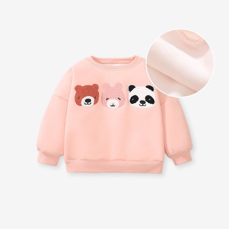 New Children's Clothing Set for Girls, Cute Pink Children's Sweatshirt, Autumn Outfit, Long Pants Two-Piece Set, Baby Cartoon Bear Trendy
