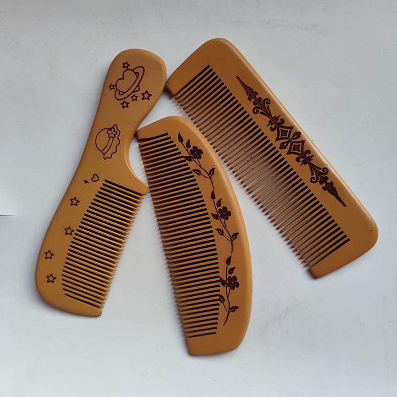 1Pcs Peach Wood Peach Wood Hair Comb Anti-Static Carve Designs Peach Wood Comb Traditional Retro Natural Solid Wood Comb