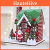 Santa Christmas Miniature Scene With Wooden House And Snow Accents For Interior Decor
