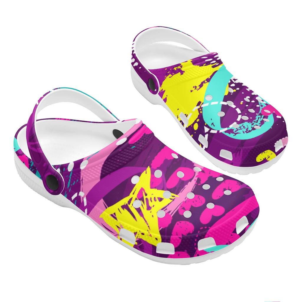 Printed Summer EVA Clogs Women Men Lightweight Breathable Slip On Garden Shoes Beach Bathroom Pool Home Slippers Casual Wear