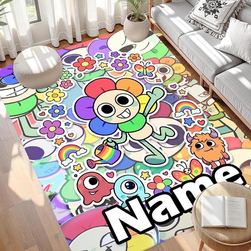 Custom Name Personalized Dandy's World Print Carpet, Versatile Home Decor Rug, for Playroom, Apartment, Balcony, Entryway, Hallway Gift
