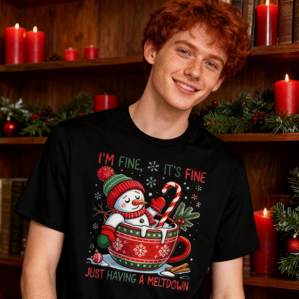 

Funny Snowman Meltdown Sweatshirt Winter Hot Cocoa Christmas Tee Casual Festival Costumes Men Women Holiday Printed T-shirt -... S разноцветный