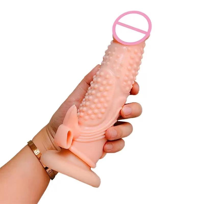 Realistický prodlužovač penisových rukávů Vibrační kroužek Návlek na penis Dick Zpoždění ejakulace Zpoždění ejakulace Opakovaně použitelný kondom Muži Sexuální hračky