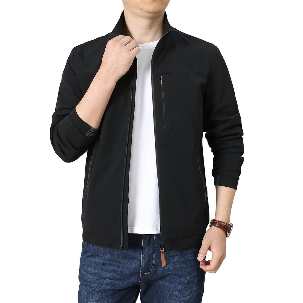 Spring and Autumn Four-sided Elastic Jacket, Men's Casual Outdoor Waterproof Quick-drying Breathable Stand-up Collar Jacket, Men's