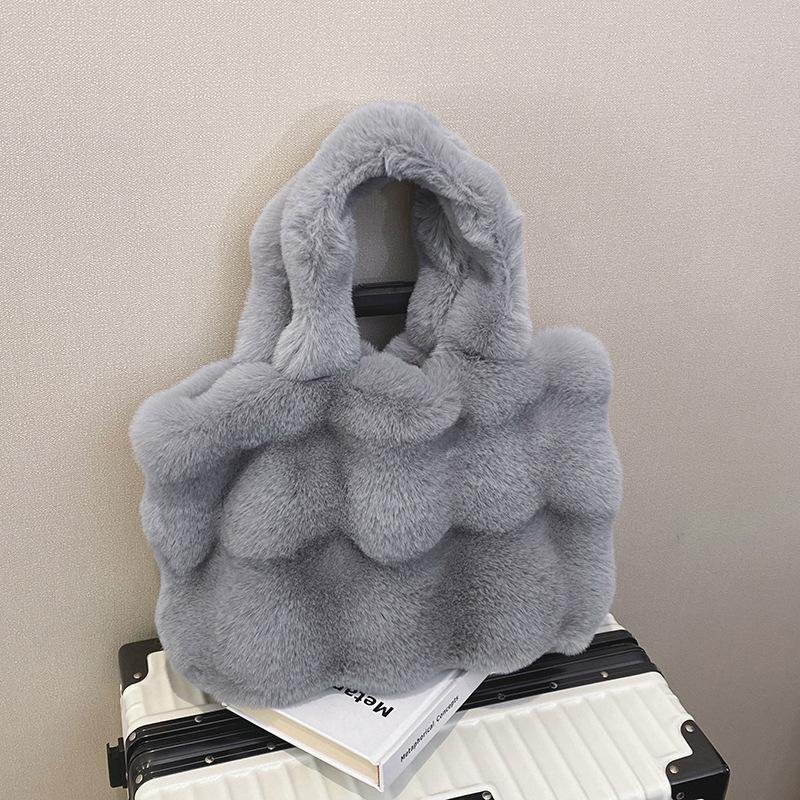 

Новая осенне-зимняя женская меховая сумка ретро-сумка большая вместительная сумка-мессенджер плюшевая сумка серый
