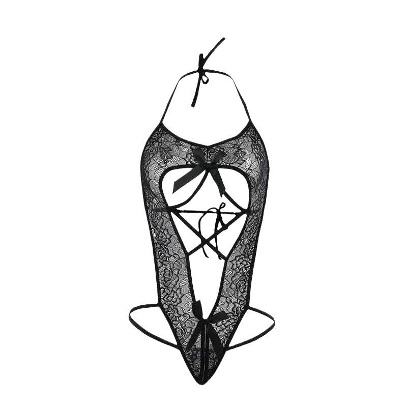 Clothes Sex Underwear Lace Perspective Set Breast Open onesie Sexy Cross Strap Pajamas