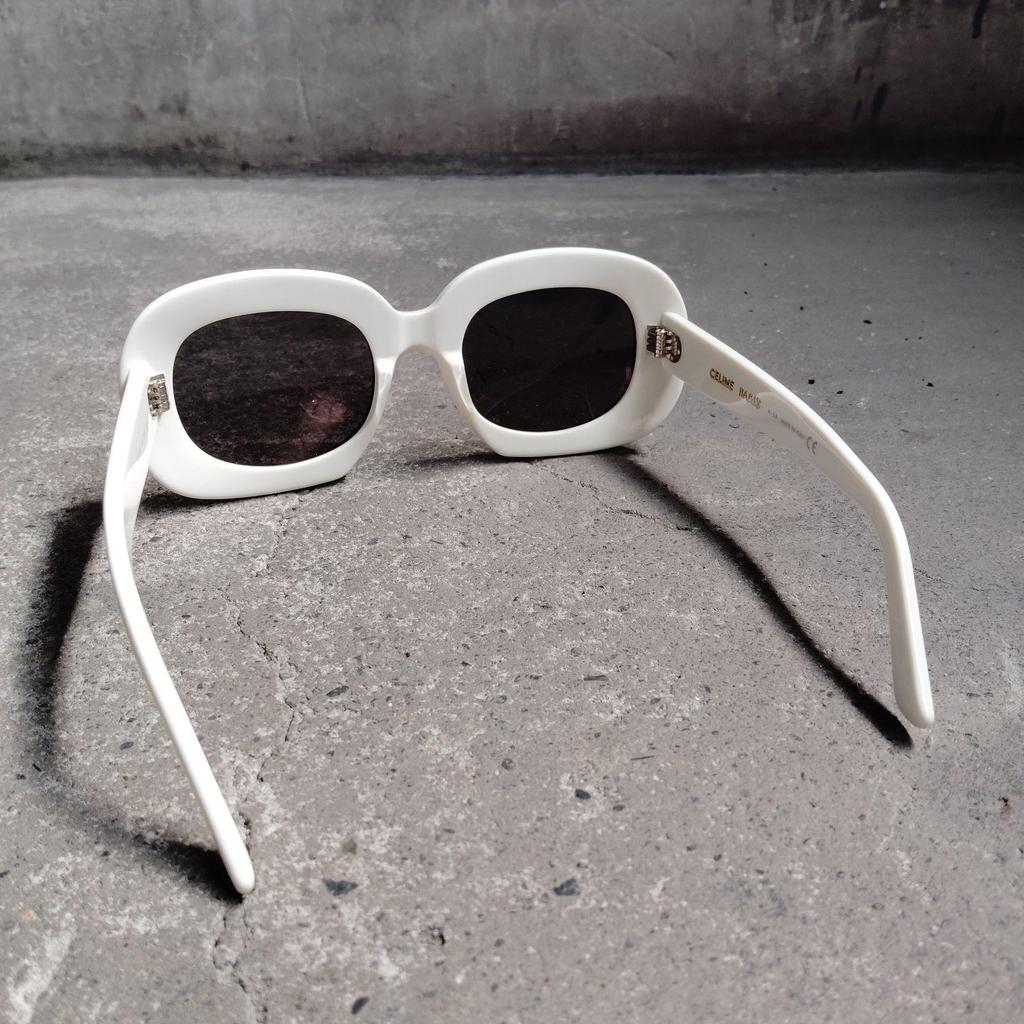 Used CELINE Oval Sunglasses White CELINE Glasses