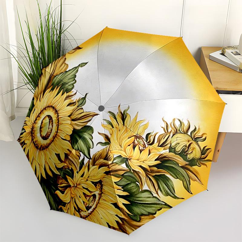 

1pc Sunflower Decorative Plate Automatic Folding Umbrella - Portable Collapsible Design, 8-Rib Iron Frame, Durable Fabric yy251125196