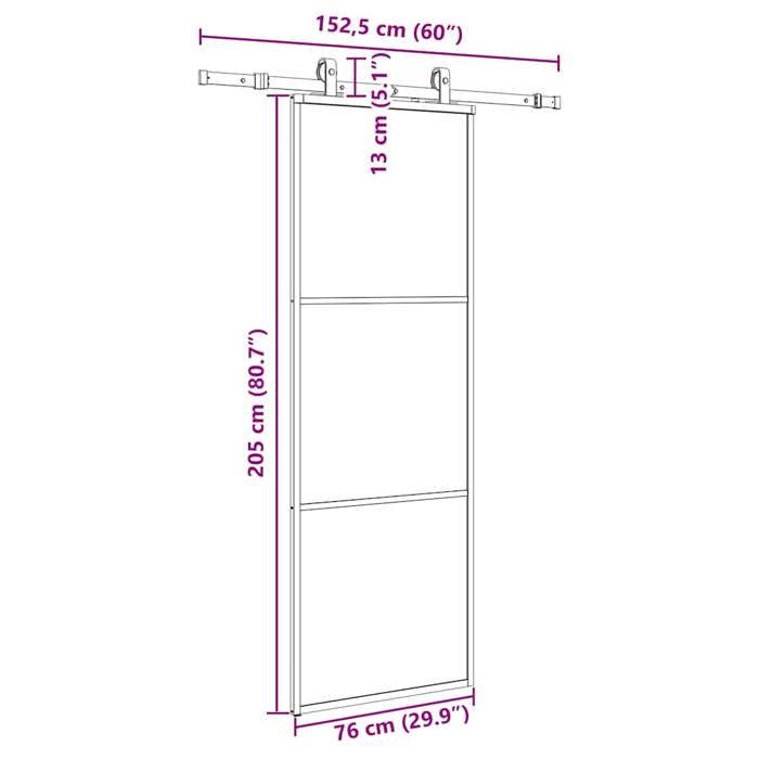 VidaXL Porte coulissante kit de quincaillerie noir 76x205 cm verre ESG, porte intérieure, porte de grange intérieure, porte 3375901