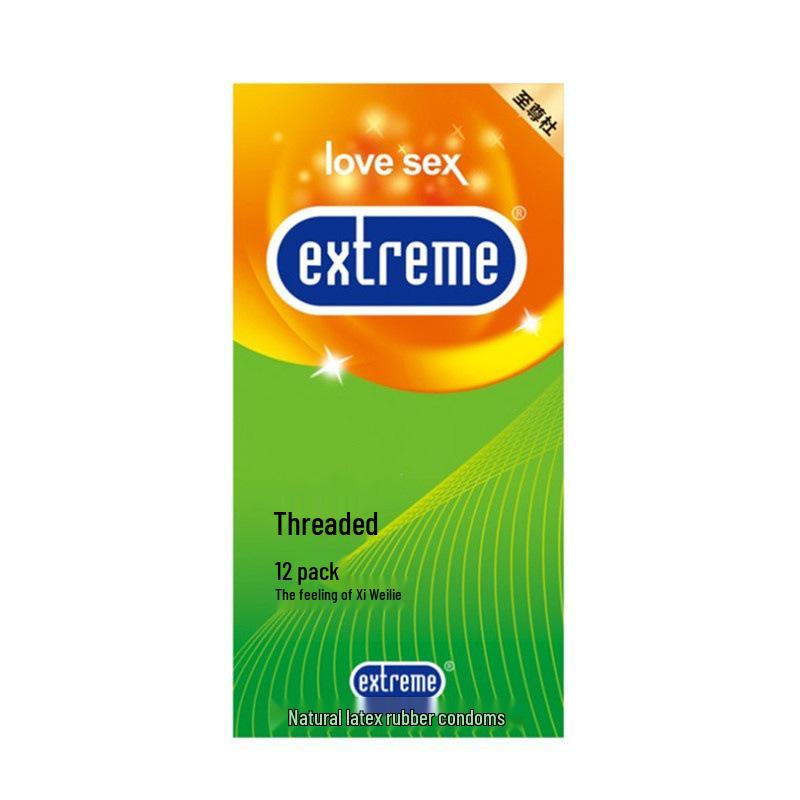 Adult Supreme Ultra-Thin Condoms with Granules, Medium Size, 12-Pack