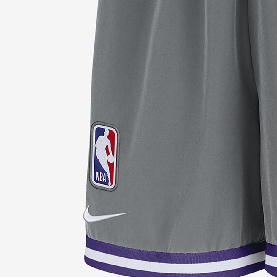 New Nike DRI FIT NBA Basketball Shorts Men's Smoke Gray/Full Coverage Purple/White FQ3533-084
