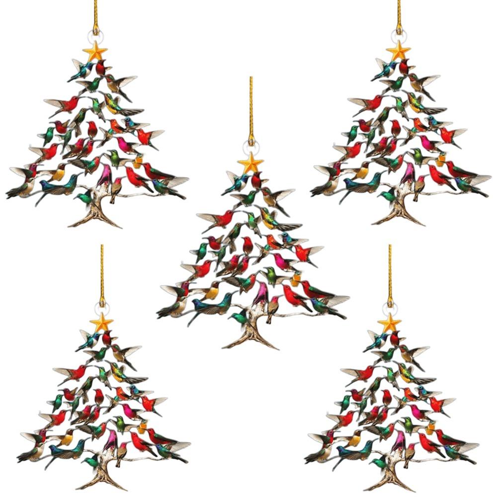 1/5Pcs 2D Hummingbird Christmas Ornament Acrylic Christmas Tree Ornaments  Home Decor