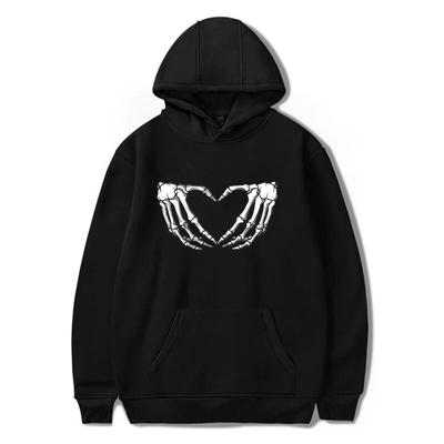Fashion New Skull Skeleton Hand Heart Hoodies Print Unisex Women Hoodie Streetwear Hooded Sweatshirts Pullover Unisex Tops Clothing