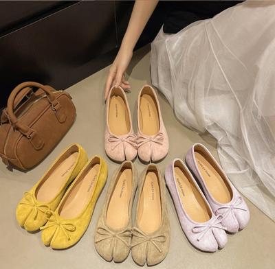 Chaussures Plates Trotteuses Japonaises Mesdames Nœud Tabi Mocassins Ninja Mary Janes Confortables Bout Séparé Femme Chaussures Plates Ballet Pieds Nus Mocassins