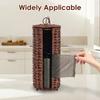 Standing Toilet Roll Holder Plastic Wicker Toilet Paper Storage Basket with Lid Dustproof Toilet Tissue Organizer for Decoration