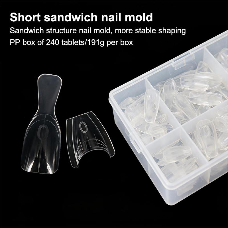 Original Sandwich Nails Dual Forms 60Pcs Nail Mold For Quick Salon Manicure Professional Use