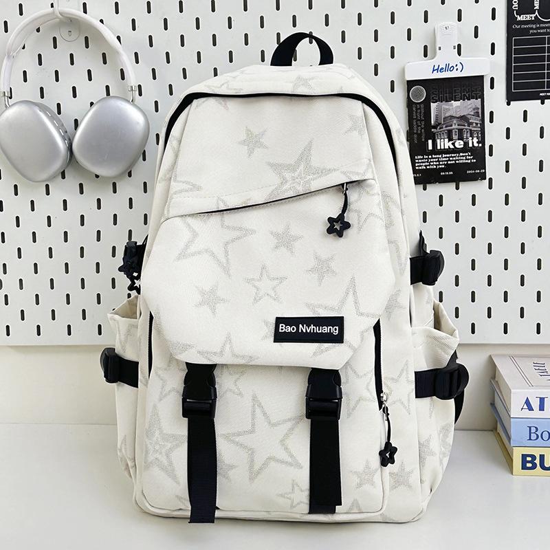 Schoolbag Cool Feeling Dark Gradual Change Star Backpack Korean Version Tooling Style College Student Couple Leisure Travel Backpack