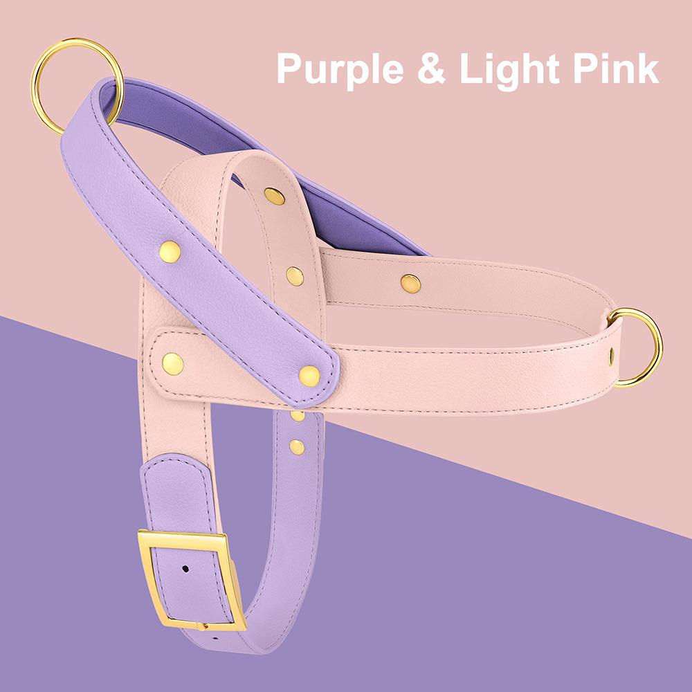 

Кожаная шлейка для собак без рывков, маленькая, средняя, большая, жилет для питомца питбуля, прочная, регулируемая, для собак мопса, питбуля S фиолетовый