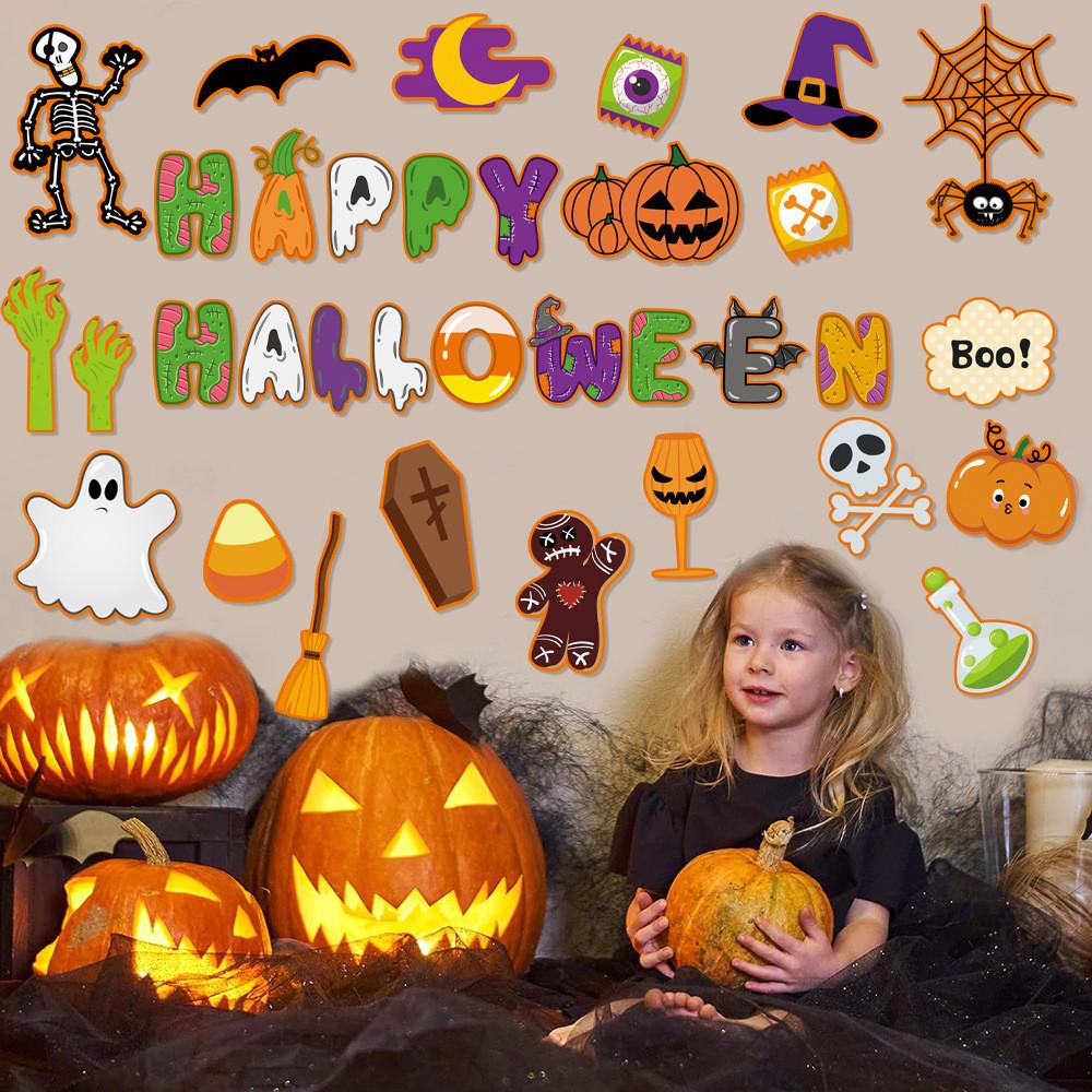 Blackboard Event Halloween Stickers Set With Paper Card Labels Party Decor Props