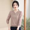 Spring Gauze Sleeve Knit Top for Middle-Aged Women