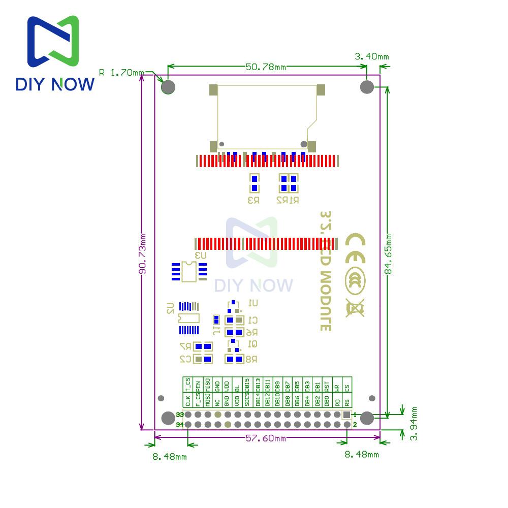 320*240 3.2-inch Resistive touch screen ICXPT2046 module TFT LCD color screen module ILI9341 for 34P Atom development board