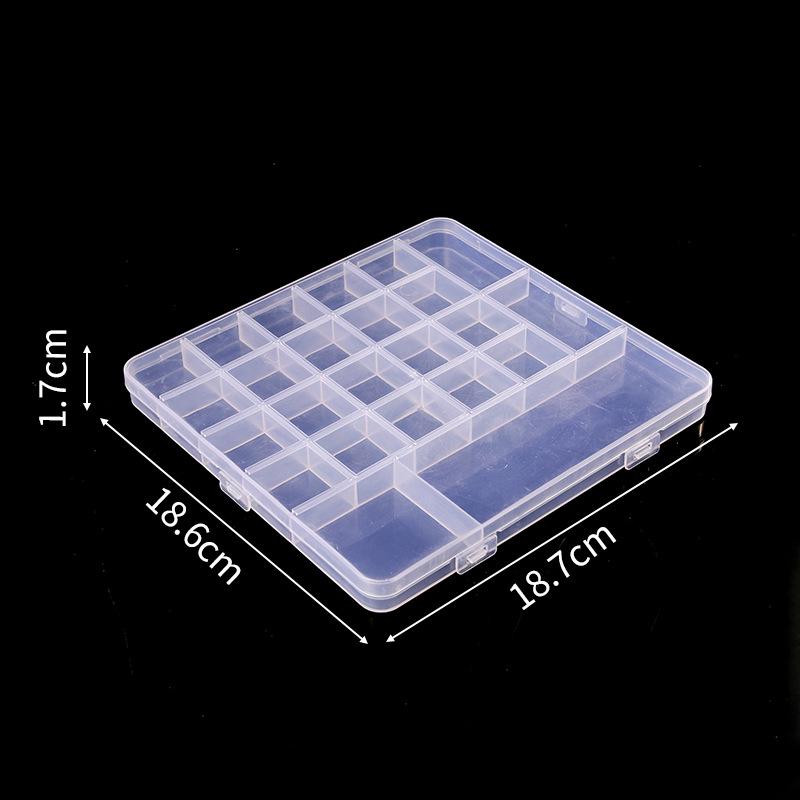 Aufbewahrungsbox aus transparentem Kunststoff mit 24 Fächern für Nailart, Strasssteine, Perlen und Schmuckzubehör