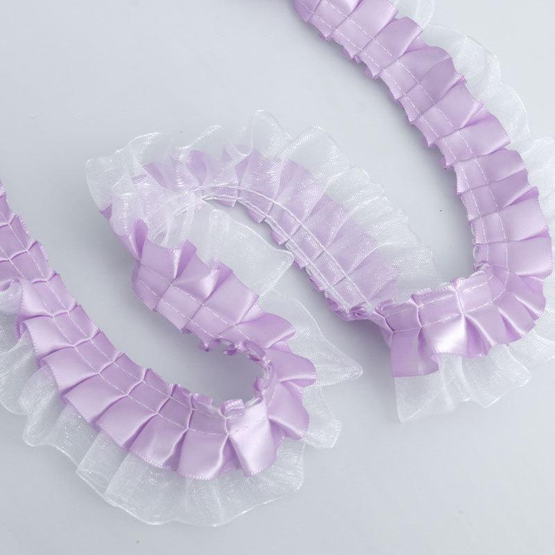 

Элегантный 4 см двойной плиссированный полиэстер прозрачный шифон кружево одежда аксессуары юбка подол манжеты ручная работа поддержка юбка кружево ремесла изготовление лент 2.5cm*50 Yards