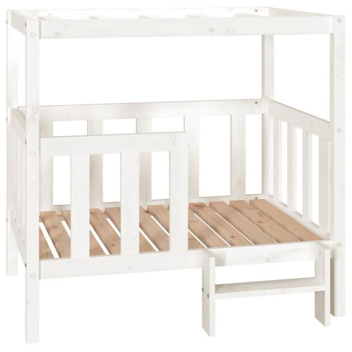 822388 vidaXL Lit pour chien Blanc 105,5x83,5x100 cm Bois de pin solide