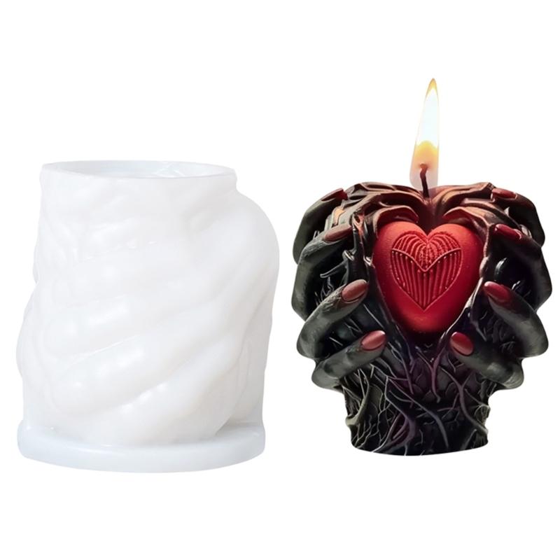 Silicone Molds Halloween Holding Heart Candle Molds Casting Molds Handmade Plaster Molds Craft Supply for Candle Making