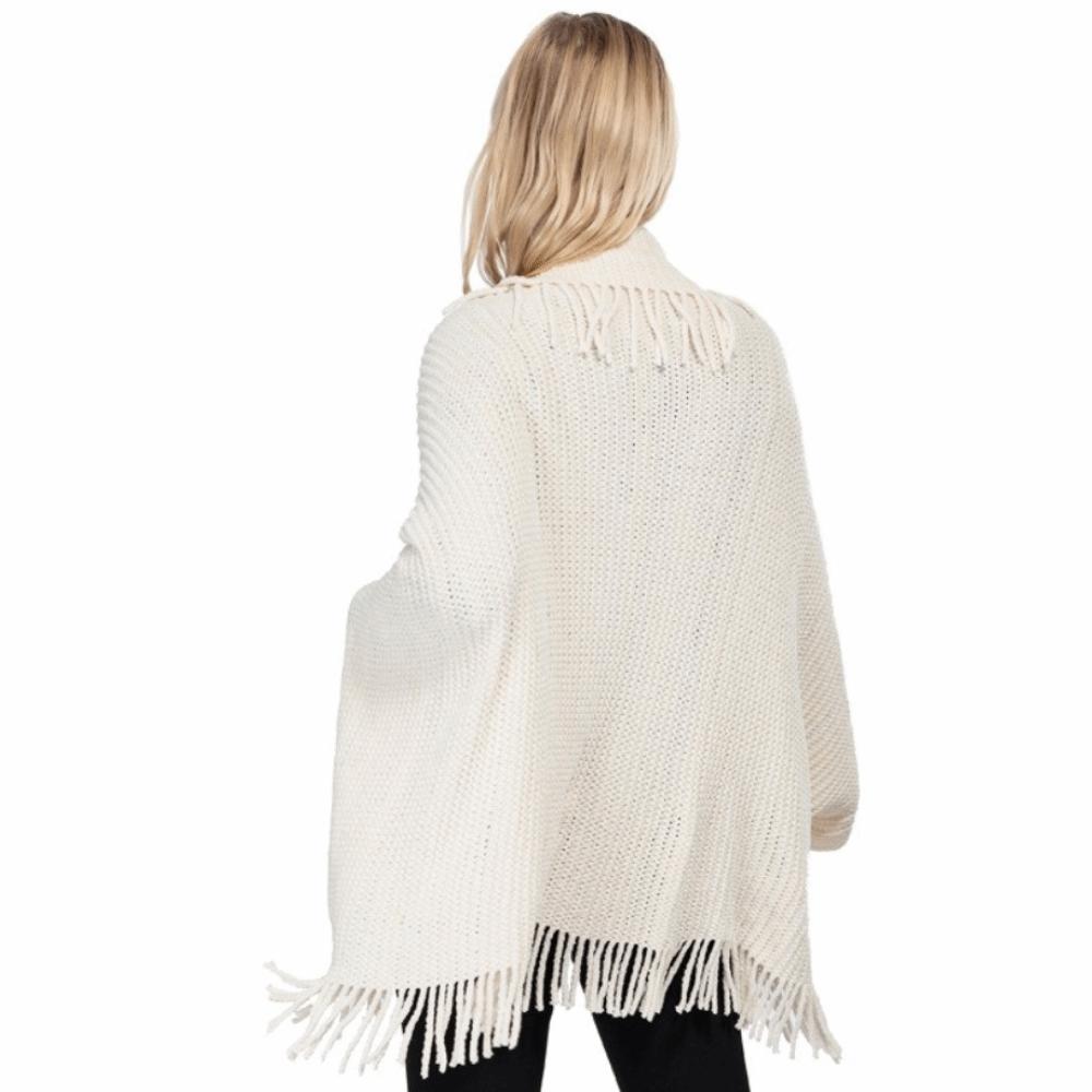V-neck Women's Shawl Fringe Knit Shawl New Wraps Scarf Coat Spring Autumn