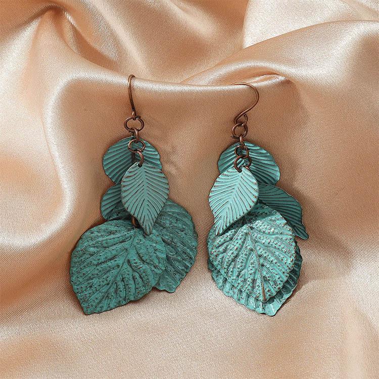 European and American Cold Wind Alloy Design Earrings Women's Retro Leaf Earrings Cross-border Jewelry Fashion Earrings Women