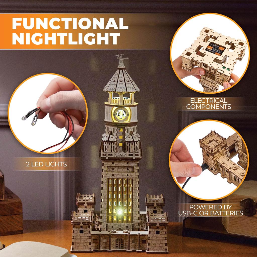 Ugears Lighthouse of Alexandria Wooden Craft No Glue or Tools Required Puzzle, Model,