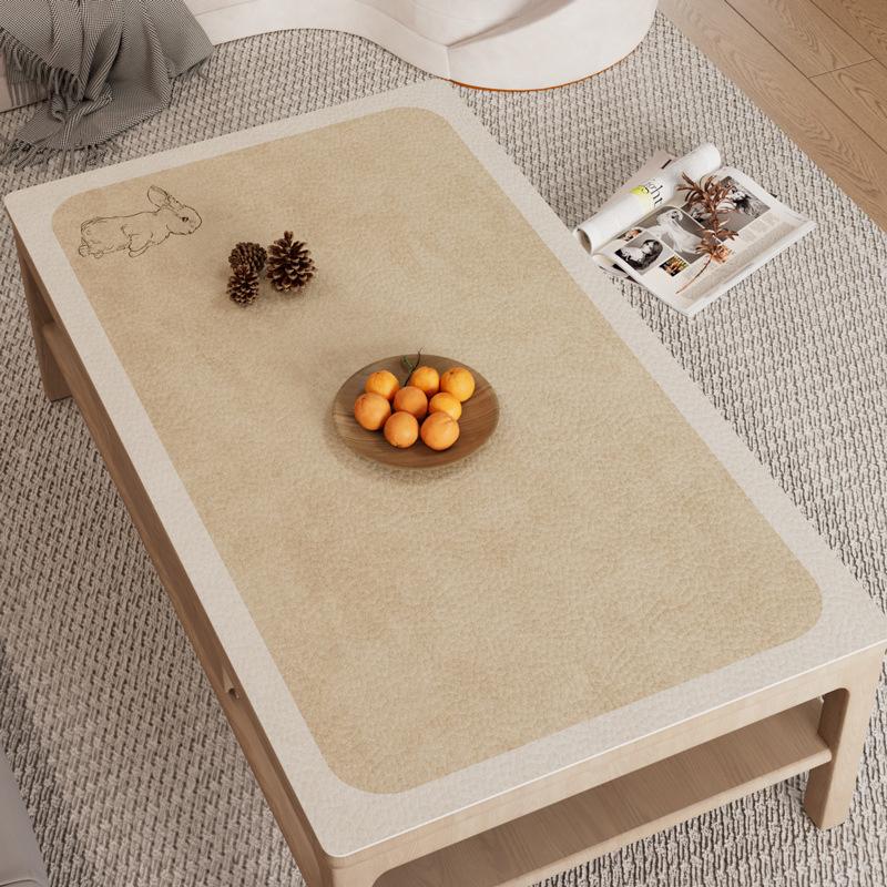 Japanese-Style Simple And Elegant Coffee Table Mat, Leave-In Waterproof And Oil-Proof Leather Table Mat, Tablecloth, Rectangular Dining Table Mat