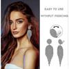 Clip on earrings for women elegant crystal long drop Dangle glans clip on rhinestone earrings - DD0
