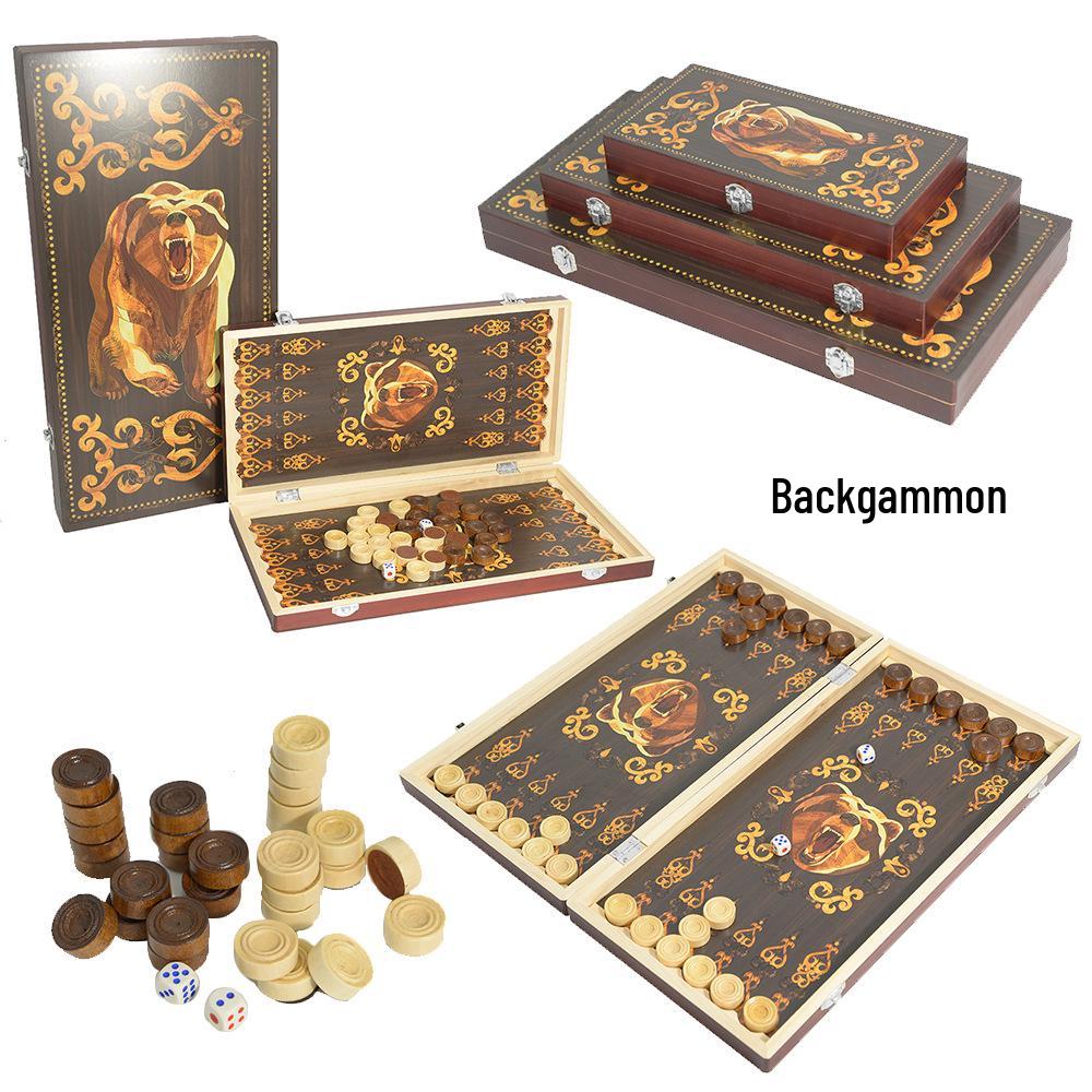 Set de Backgammon de Madera Premium: Portátil, Plegable, Varios Tamaños - Perfecto para Juegos Educativos, Casuales o de Fiesta