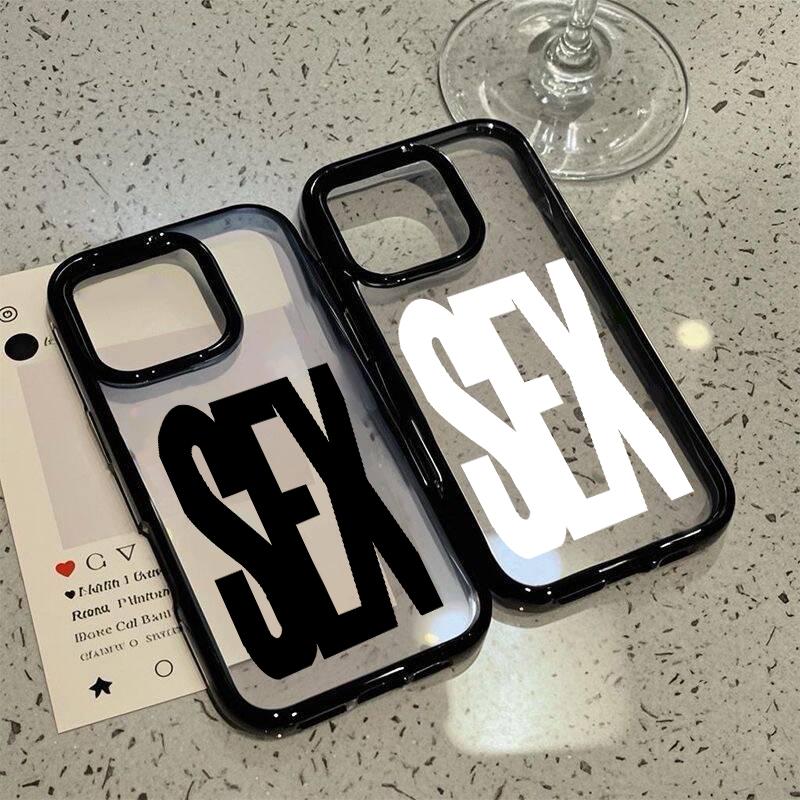 Sex Icon Pattern Phone Case for IPhone 16 15 14 13 12 11 Pro Max X XS XR 17 Air 7 8 Plus INS Simple English Letter Hard PC Cover