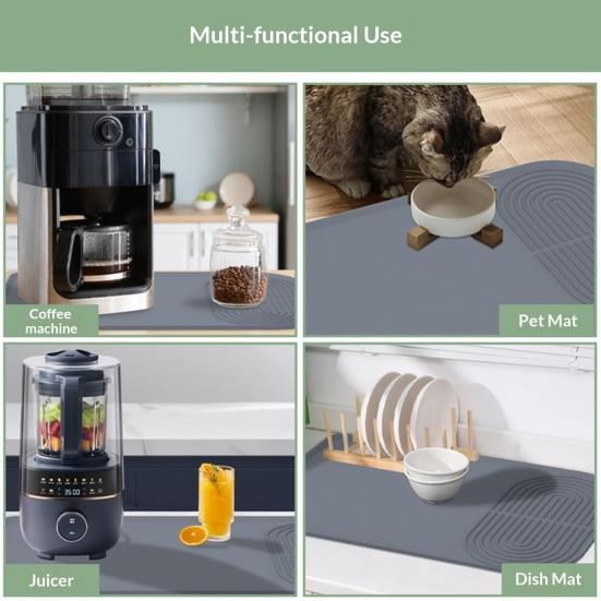 Silicone Coffee Maker Mat Kitchen Countertop Drying Mat Anti-slip Rectangle Quick Dry Dish Bowl