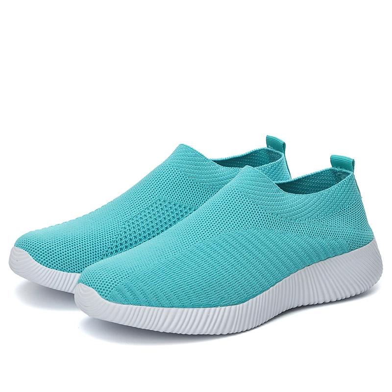 Einfarbige Sneakers für Damen, atmungsaktives Mesh-Gewebe, leichte Outdoor-Laufschuhe mit niedrigem Schaft, Sport-Socken