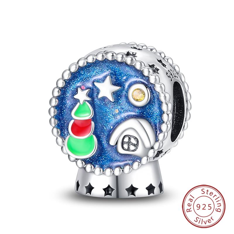 Original Copper Charms Beads Winter Snowflake Snowman Igloo Penguin Pendant Fit Bracelet Women Jewelry Gift