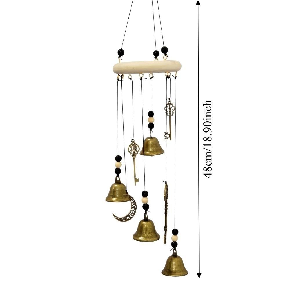 Key Star Bell Retro Distressed Wind Chime Wicca Pagan Style Bell Crafts Ornaments Blessing Gift