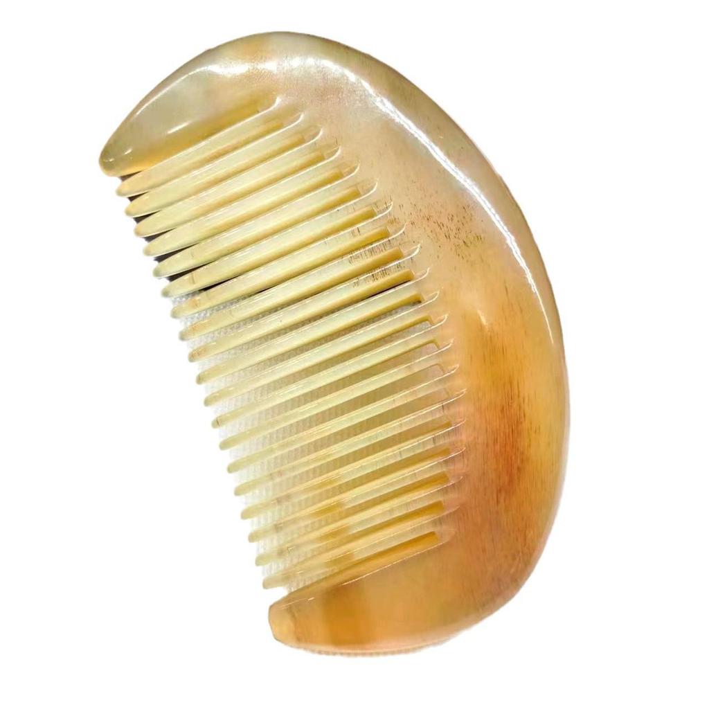 Tragbarer Halbmond-Massagekamm aus Widderhorn - Stiellos, Taschenformat