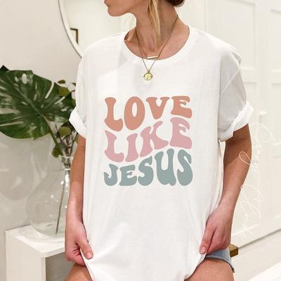 Love Like Jesus Retro T Shirt Women Vintage T-shirt Ladies Clothes Harajuku Christian Clothes Causal Tshirt O Neck
